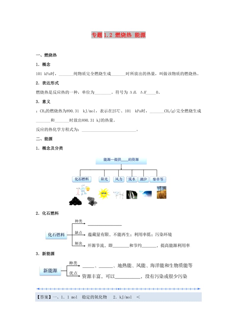 2018-2019学年高中化学 第01章 化学反应与能量 专题1.2 燃烧热 能源试题 新人教版选修4.doc_第1页