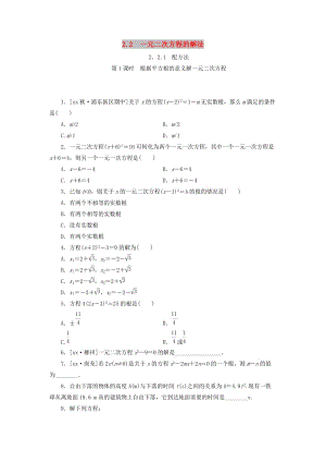 九年級數(shù)學(xué)上冊 2.2 一元二次方程的解法 2.2.1 第1課時 根據(jù)平方根的意義解一元二次方程分層作業(yè) 湘教版.doc