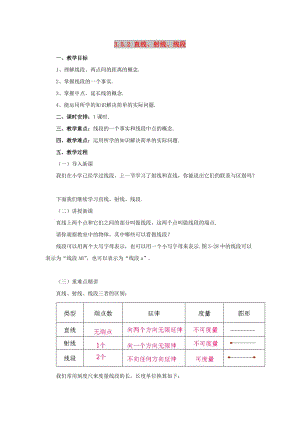 七年級數(shù)學(xué)上冊 第3章 簡單的幾何圖形 3.5 直線、射線、線段 3.5.2 直線、射線、線段教案 北京課改版.doc