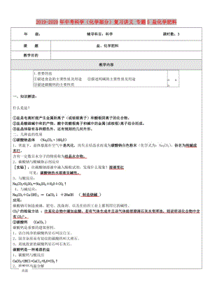 2019-2020年中考科學（化學部分）復習講義 專題5 鹽化學肥料.doc