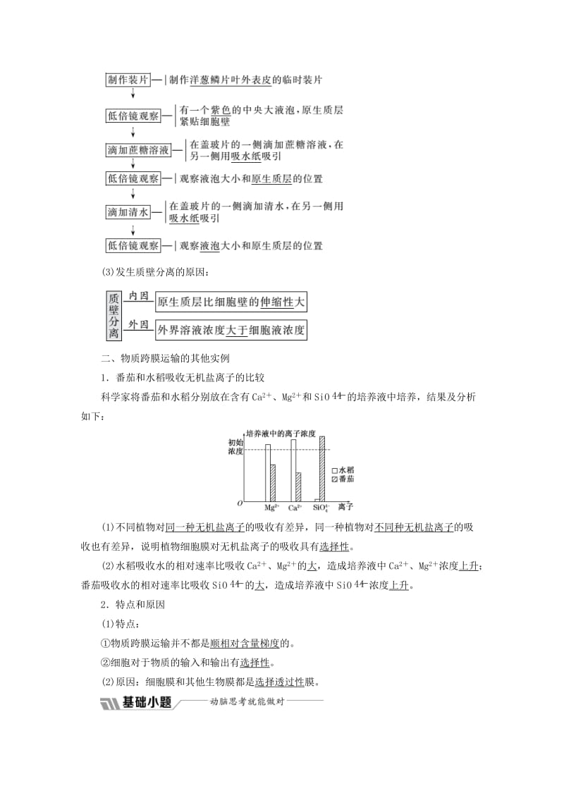 2018-2019学年高中生物 第4章 第1节 物质跨膜运输的实例教学案（含解析）新人教版必修1.doc_第2页