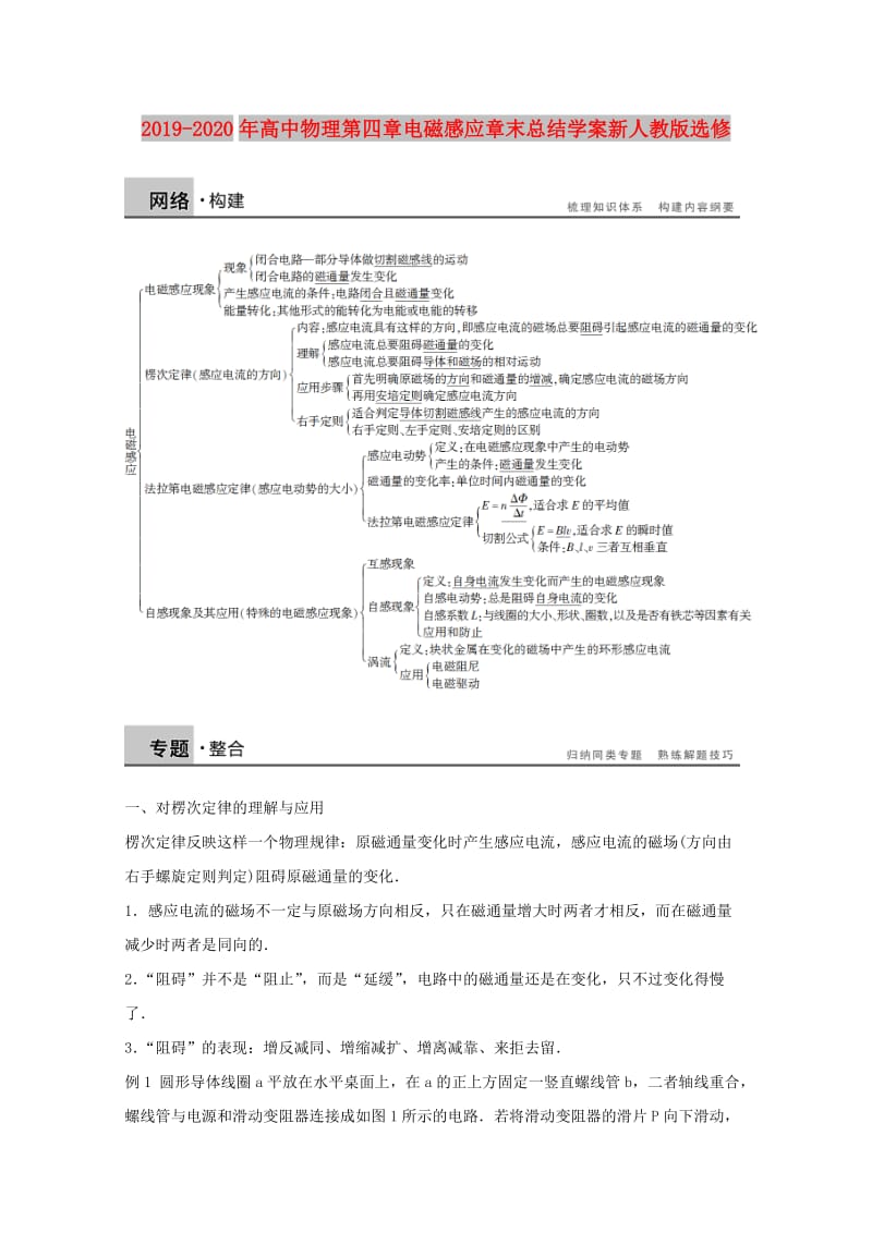 2019-2020年高中物理第四章电磁感应章末总结学案新人教版选修.doc_第1页