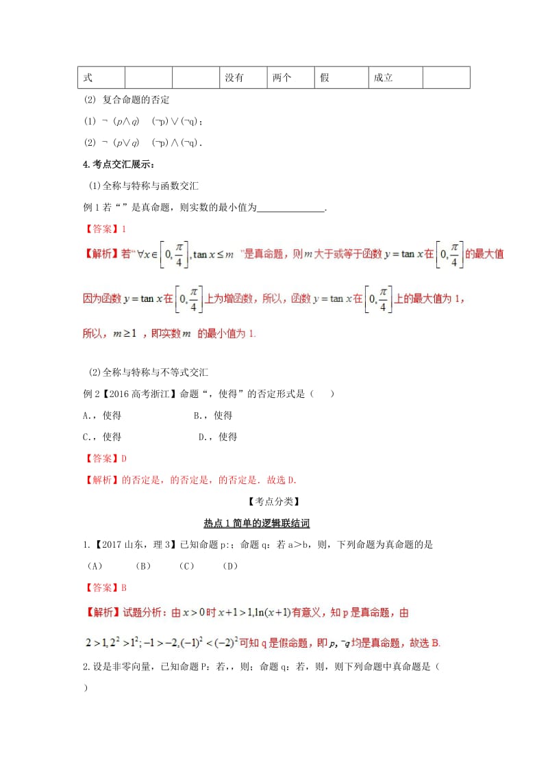 2019届高考数学 提分必备30个黄金考点 专题03 简单的逻辑联结词、全称量词与存在量词学案 理.doc_第2页