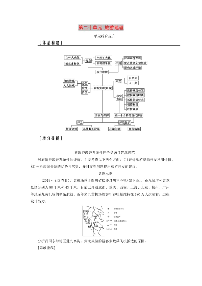 2019高考地理一轮复习 第五部分 第二十单元 旅游地理单元综合提升学案.doc_第1页