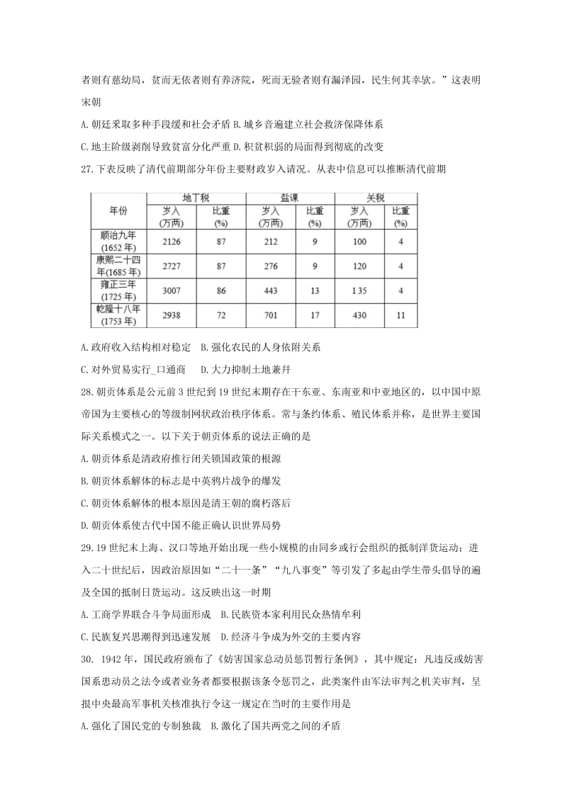 2019届高考历史冲刺试题.doc_第2页