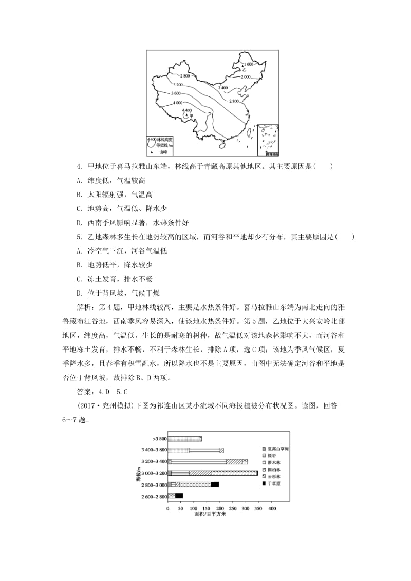 2019版高考地理一轮复习 第一部分 自然地理 第三单元 从圈层作用看地理环境内在规律 第一讲 地理环境的差异性跟踪检测 鲁教版.doc_第2页