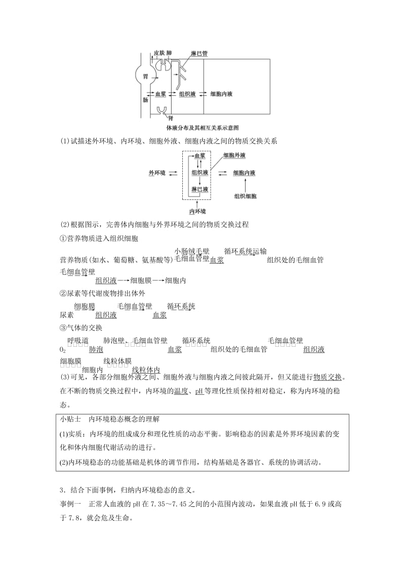 2018-2019版高中生物 第2章 生物个体的内环境与稳态 第1节 人体的代谢与稳态 第1课时学案 北师大版必修3.doc_第2页