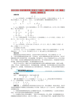 2019-2020年高考數(shù)學(xué)第二輪復(fù)習(xí) 專題六　解析幾何第2講　橢圓、雙曲線、拋物線 文.doc