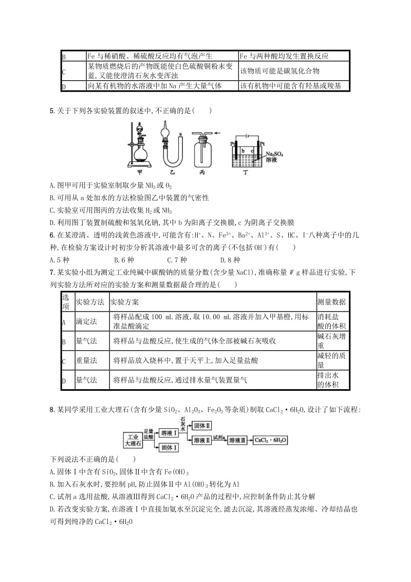 2019-2020年高考化学一轮复习第十单元化学实验基础单元质检卷.doc_第2页