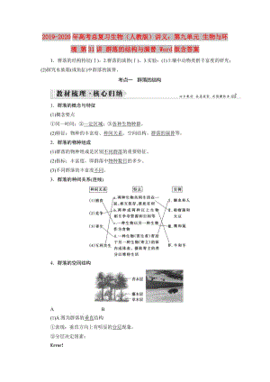 2019-2020年高考總復(fù)習(xí)生物（人教版）講義：第九單元 生物與環(huán)境 第31講 群落的結(jié)構(gòu)與演替 Word版含答案.doc