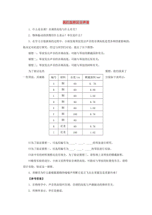 八年級(jí)物理上冊(cè) 2.2《我們?cè)鯓訁^(qū)分聲音》同步練習(xí)1 （新版）粵教滬版.doc