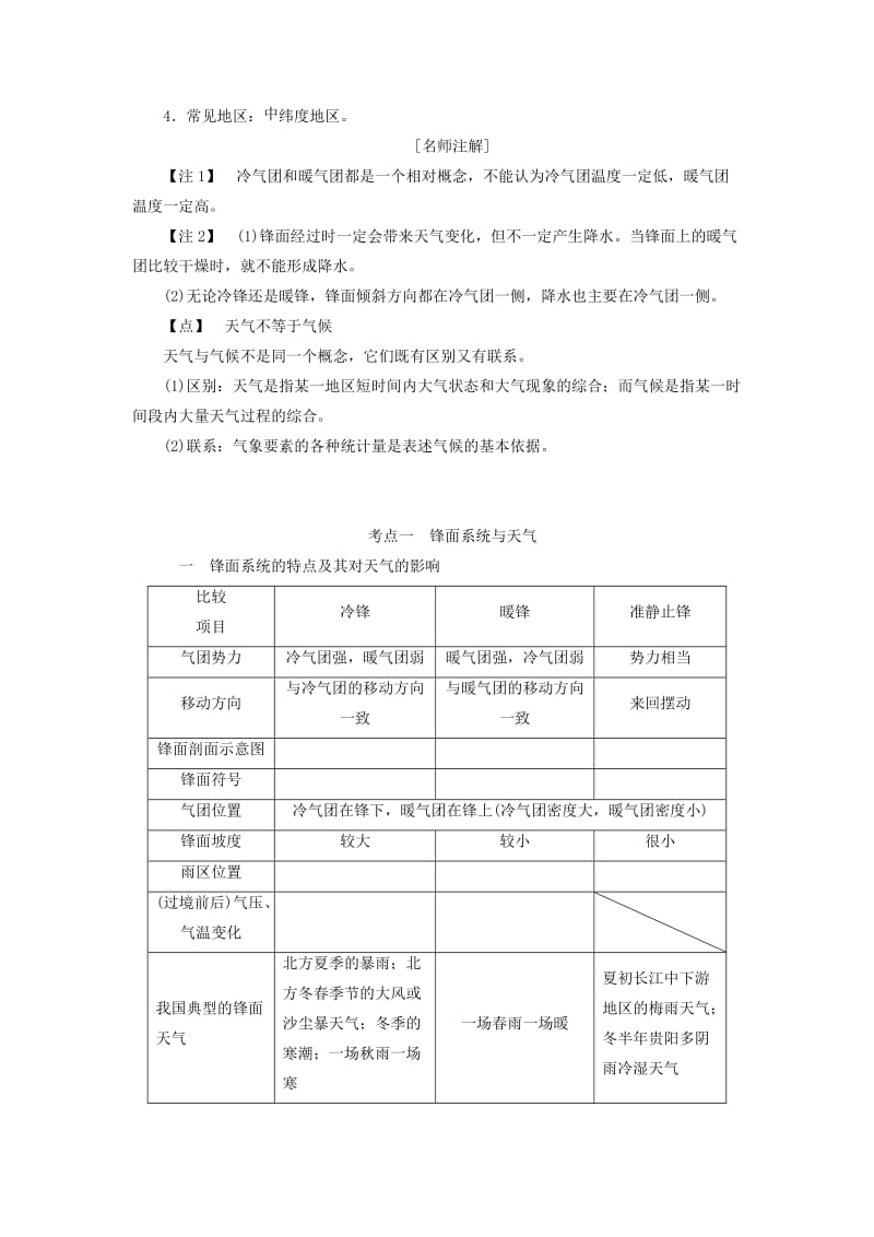 2020版高考地理一轮复习 第一模块 自然地理 第二章 地球上的大气 第三讲 常见天气系统学案（含解析）新人教版.doc_第3页