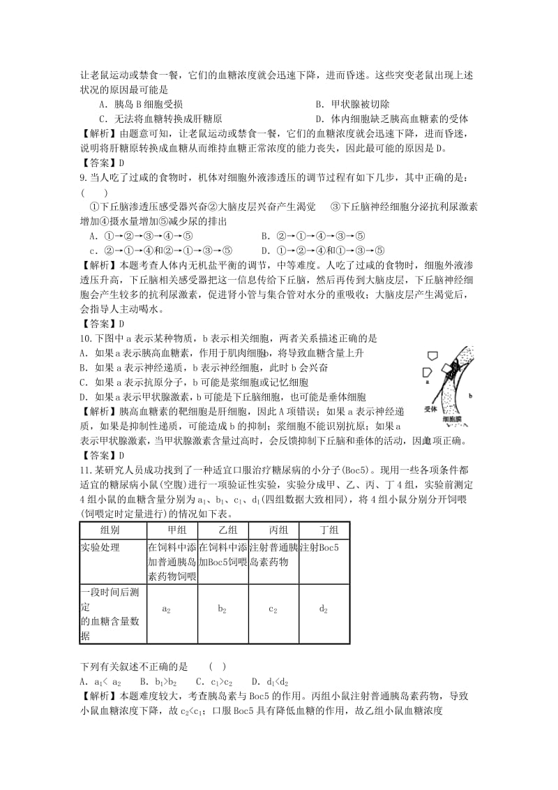 2019-2020年高三生物 单元测试24《激素调节》新人教版.doc_第3页