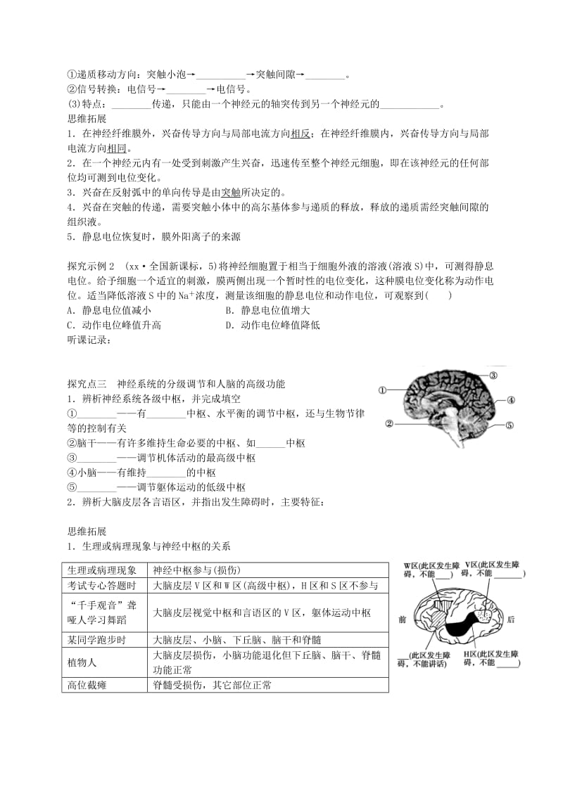 2019-2020年高中生物 2.1 通过神经系统的调节学案 新人教版必修3.doc_第3页