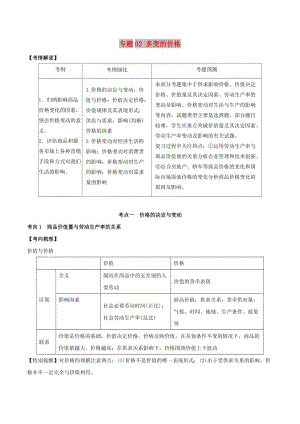 2019年高考政治題典 專題02 多變的價格（含解析）.doc