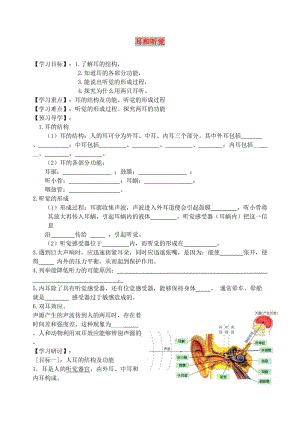 七年級(jí)科學(xué)下冊(cè) 第2章 第3節(jié) 耳和聽(tīng)覺(jué)學(xué)案1 浙教版.doc