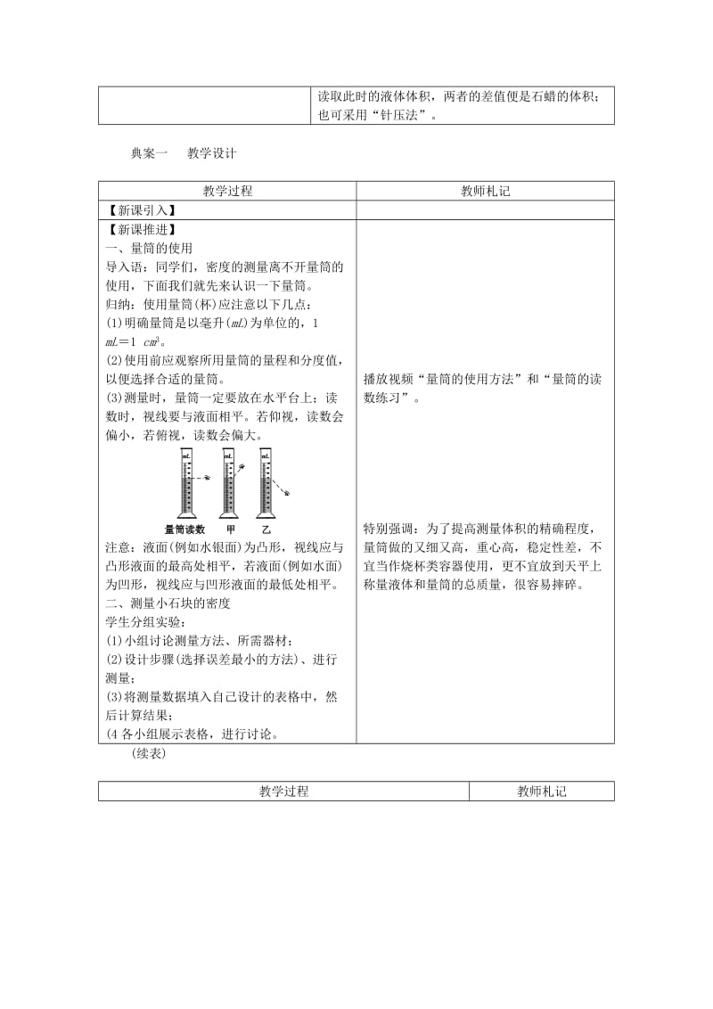 八年级物理上册 第六章第3节 测量物质的密度教案 （新版）新人教版.doc_第2页