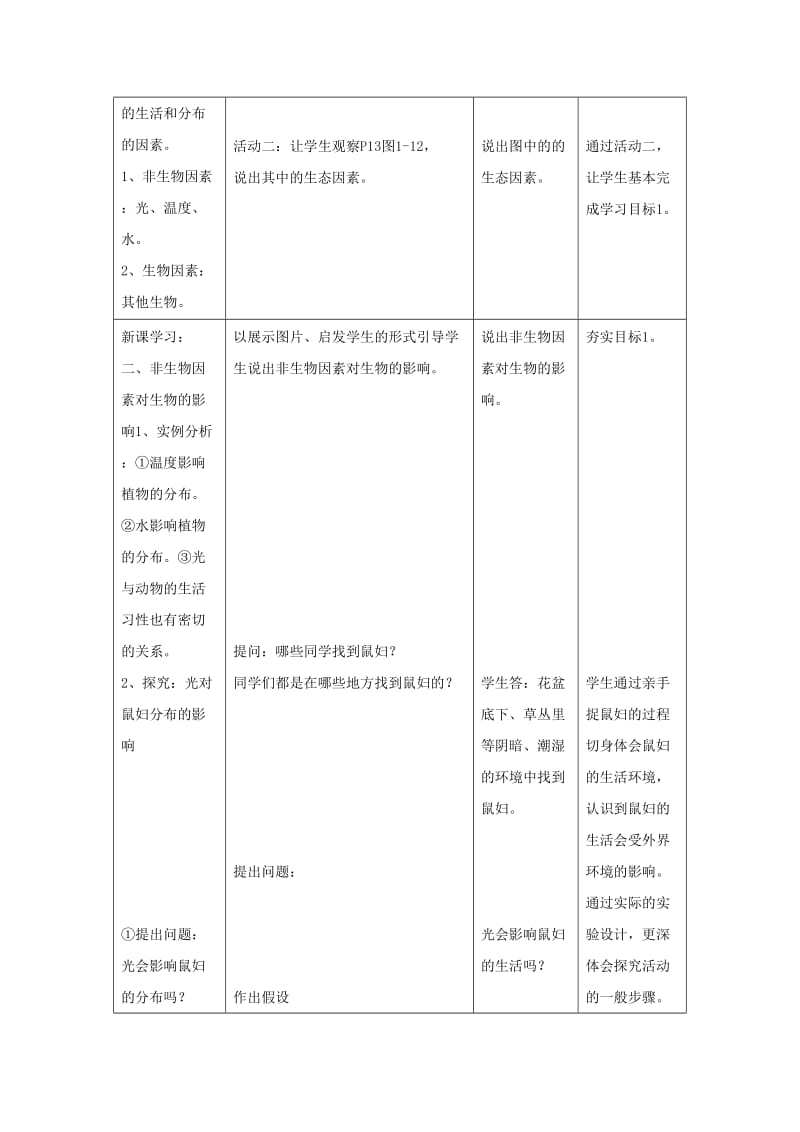 七年级生物上册 1.2.1《生物与环境的关系》（第1课时）教案 （新版）新人教版.doc_第3页