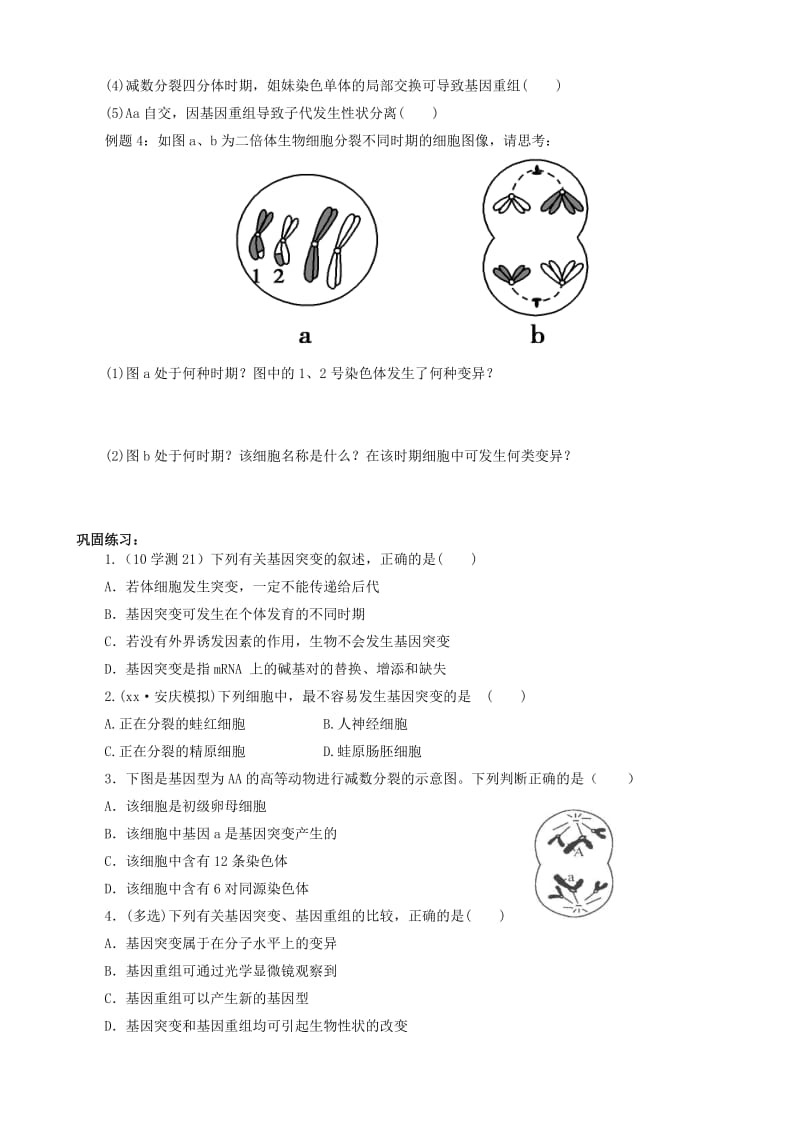 2019-2020年高中生物 5.1 基因突变和基因重组学案 新人教版必修2.doc_第3页