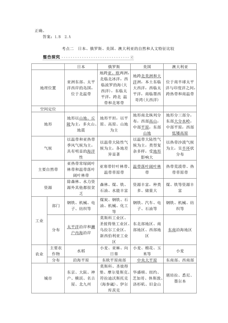 2019-2020年高考地理总复习 第十七章 第37讲 世界主要国家学案.doc_第3页