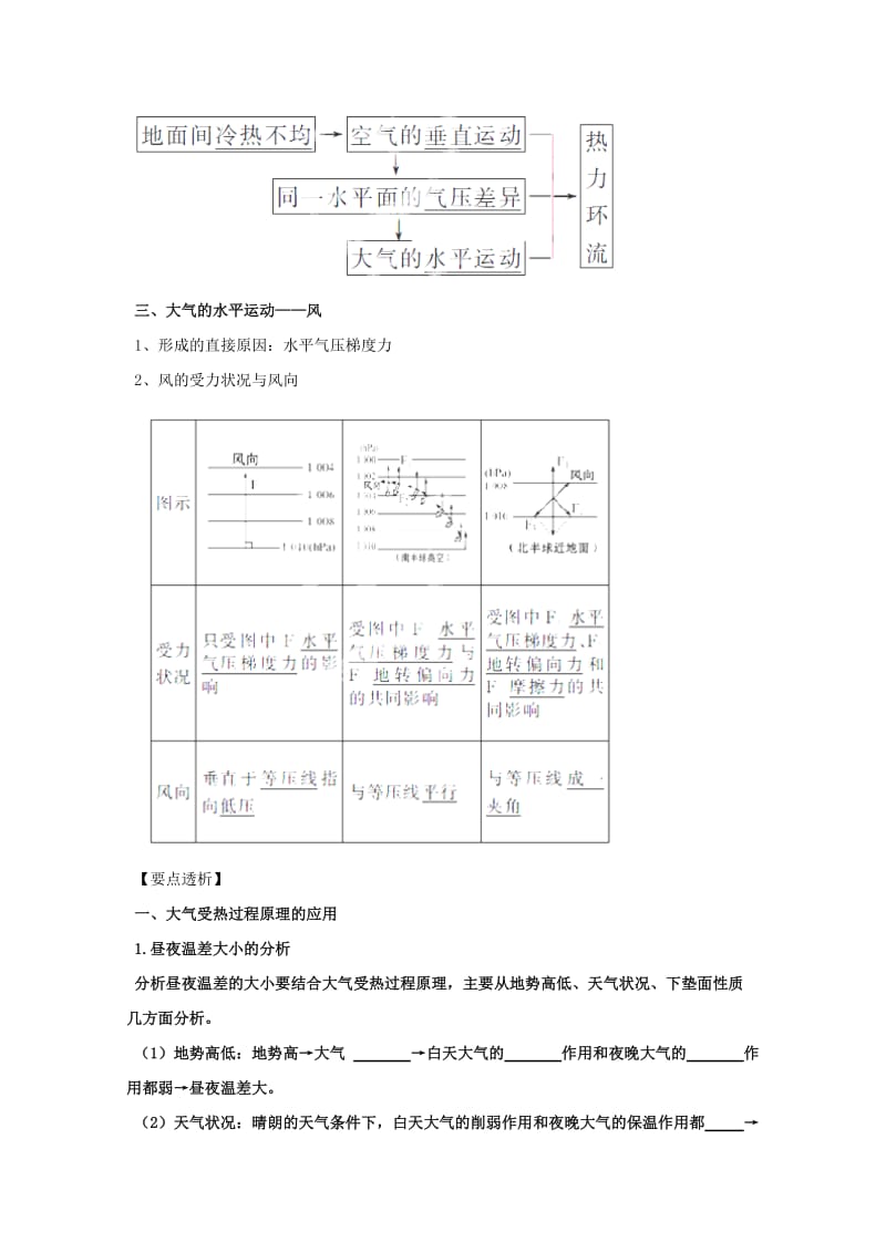 2019-2020年高考地理复习学案 1-2.1《冷热不均引起的大气运动》 新人教版必修2.doc_第3页