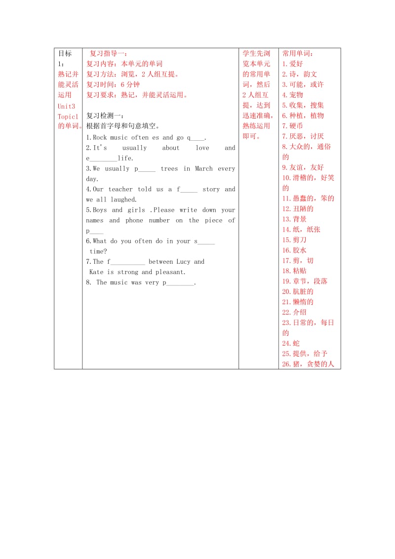 八年级英语上册 Unit 3 Our Hobbies Topic 1 What’s your hobby复习课教学设计 （新版）仁爱版.doc_第2页