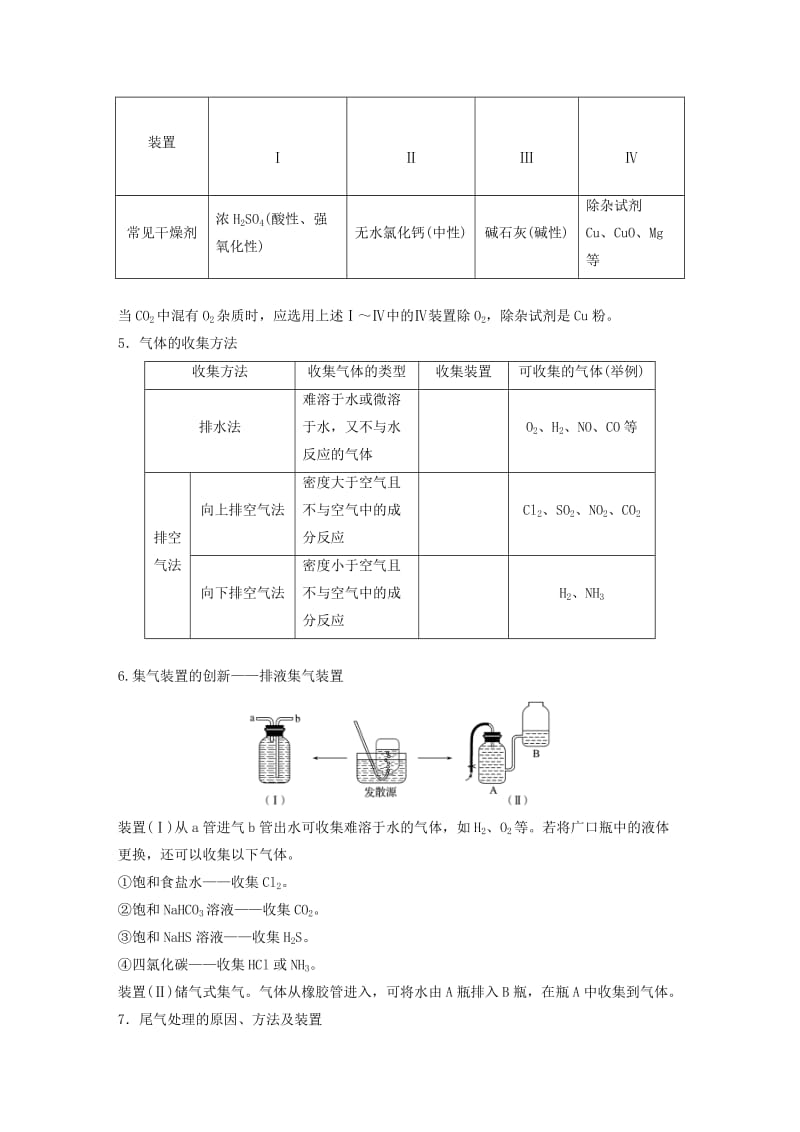 2019版高考化学一轮复习 第四章 非金属及其化合物 专题讲座二 气体的实验室制备、净化和收集学案.doc_第3页