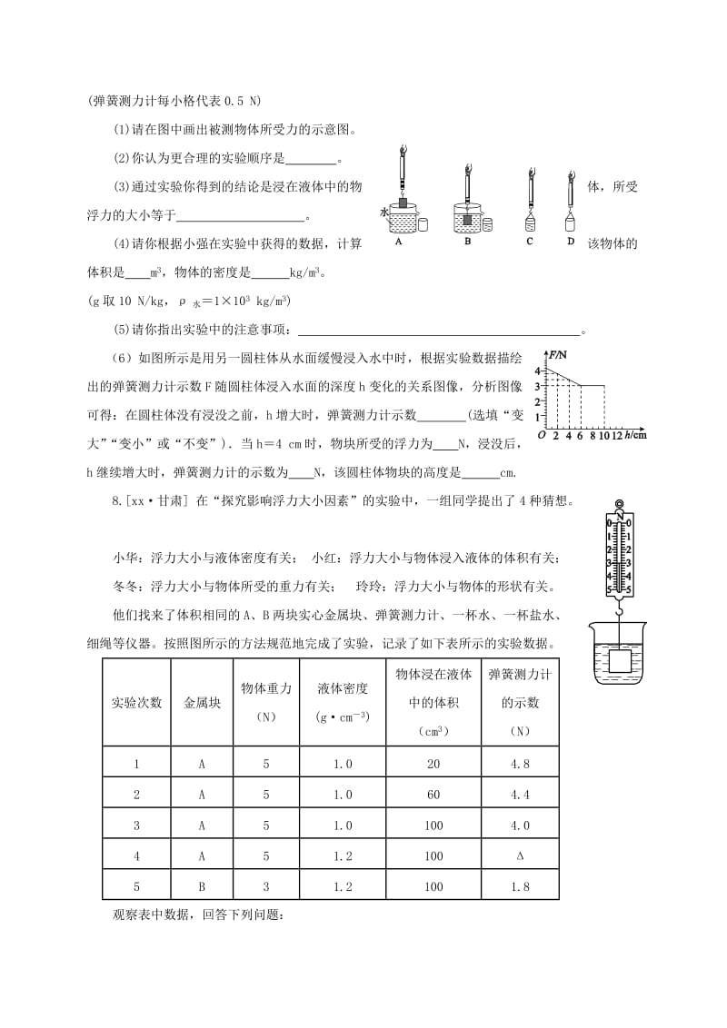 江苏省淮安市淮阴区八年级物理下册 第10章《压强和浮力》（浮力部分）期末复习（新版）苏科版.doc_第3页