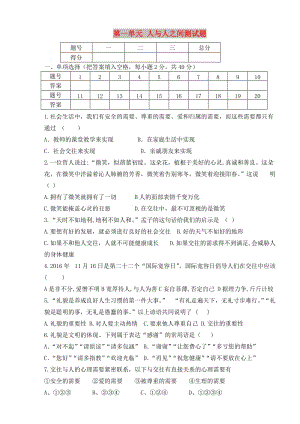 七年級道德與法治下冊 第一單元 人與人之間測試題 教科版.doc