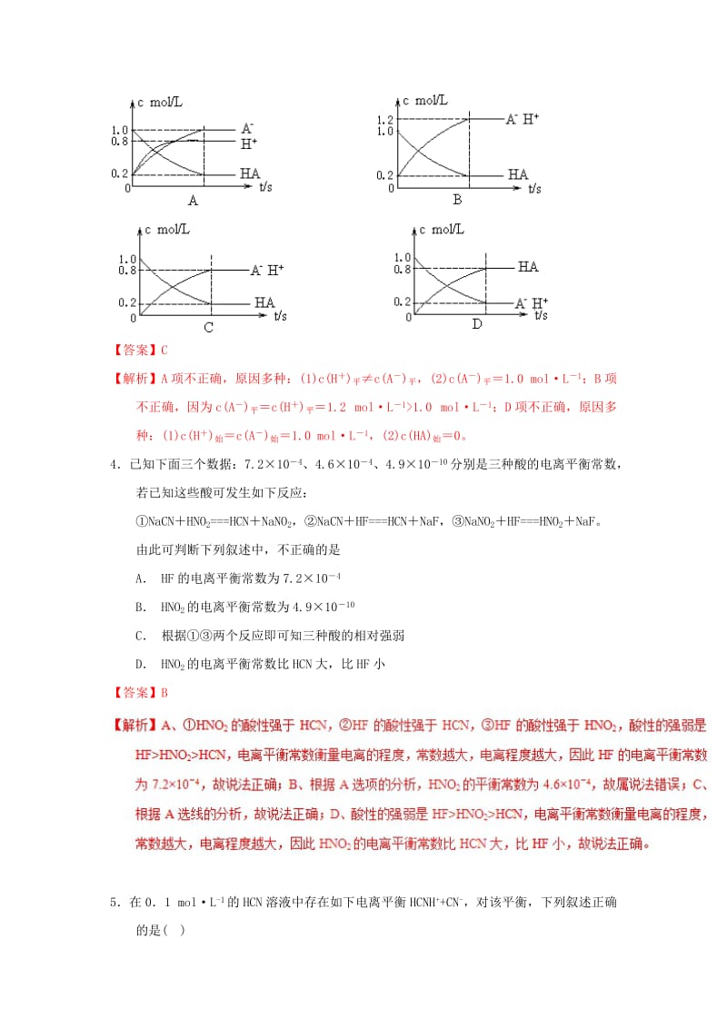 2018-2019学年高中化学 第03章 水溶液中的离子平衡 专题3.1.2 影响弱电解质电离的因素（练）新人教版选修4.doc_第2页