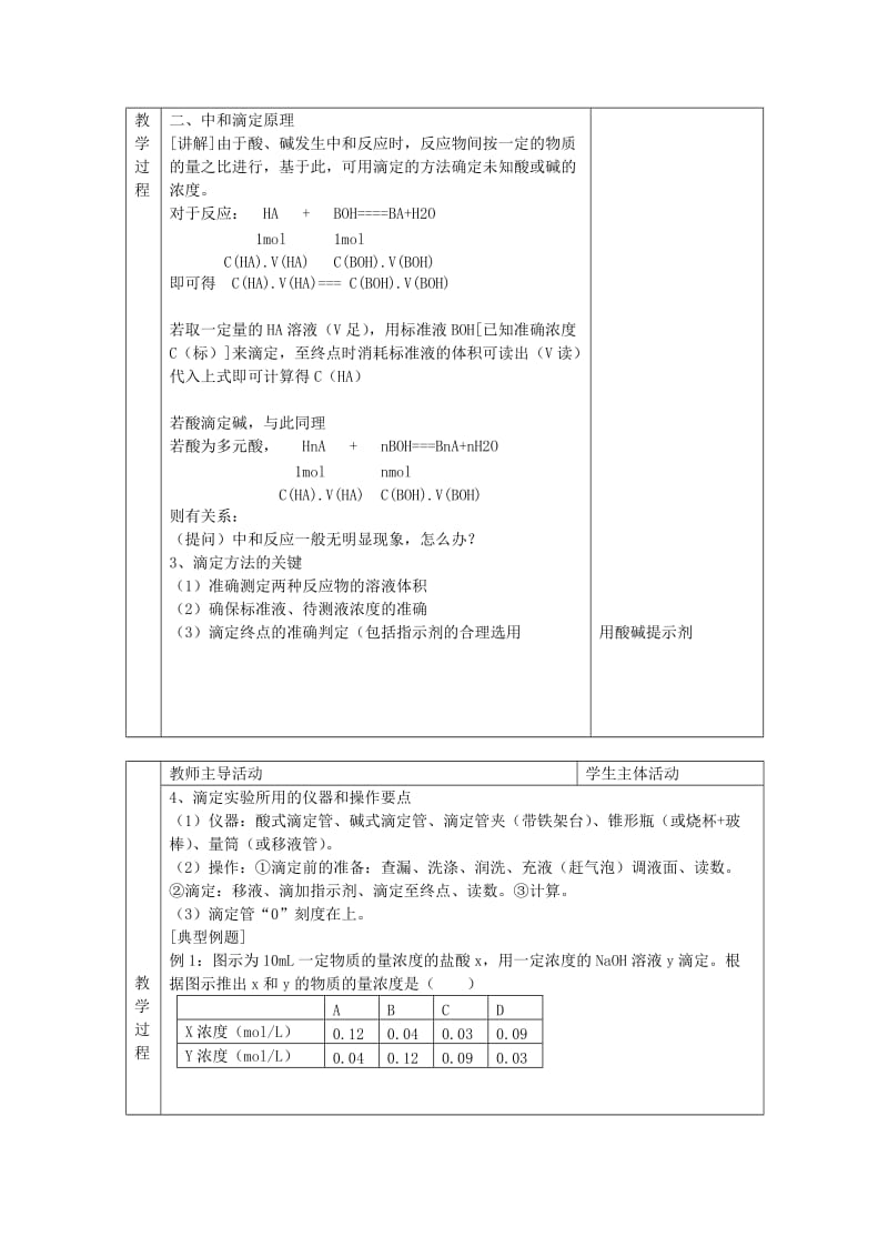 2019-2020年高中化学第3章物质在水溶液中的行为3.2酸碱中和滴定教案鲁科版选修.doc_第2页