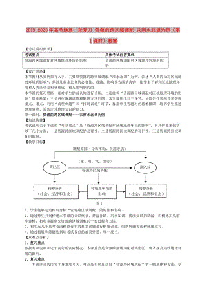 2019-2020年高考地理一輪復(fù)習(xí) 資源的跨區(qū)域調(diào)配 以南水北調(diào)為例（第1課時(shí)）教案.doc