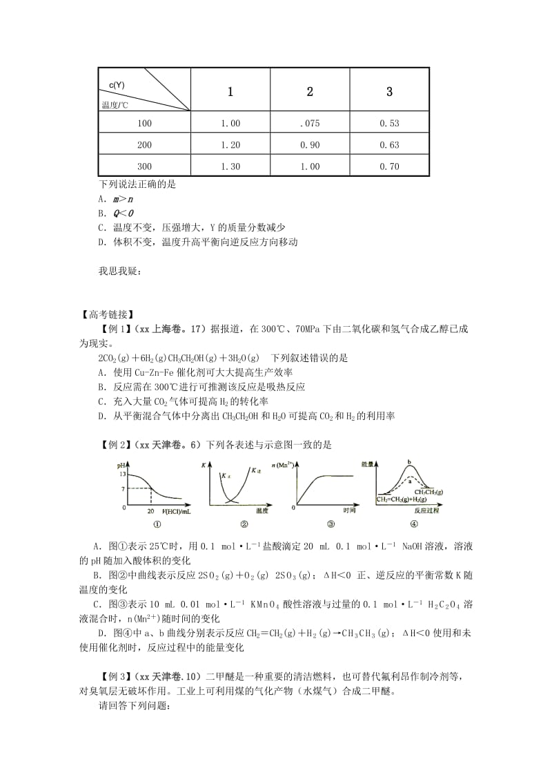 2019-2020年高三化学二轮复习 专题九 化学反应速率和化学平衡 指导性教案.doc_第2页