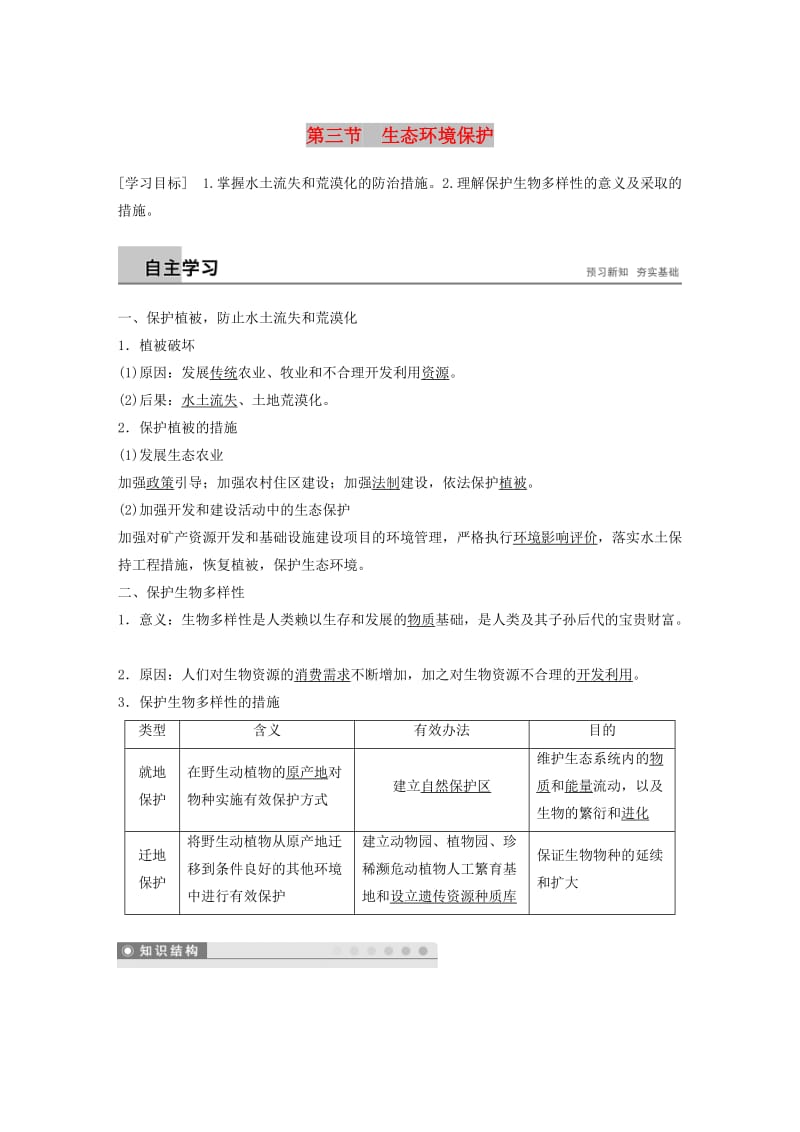 2018-2019版高中地理 第三章 生态环境保护 第三节 生态环境保护学案 湘教版选修6.doc_第1页