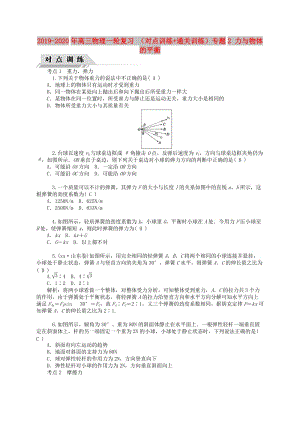 2019-2020年高三物理一輪復(fù)習(xí) （對點訓(xùn)練+通關(guān)訓(xùn)練）專題2 力與物體的平衡.doc