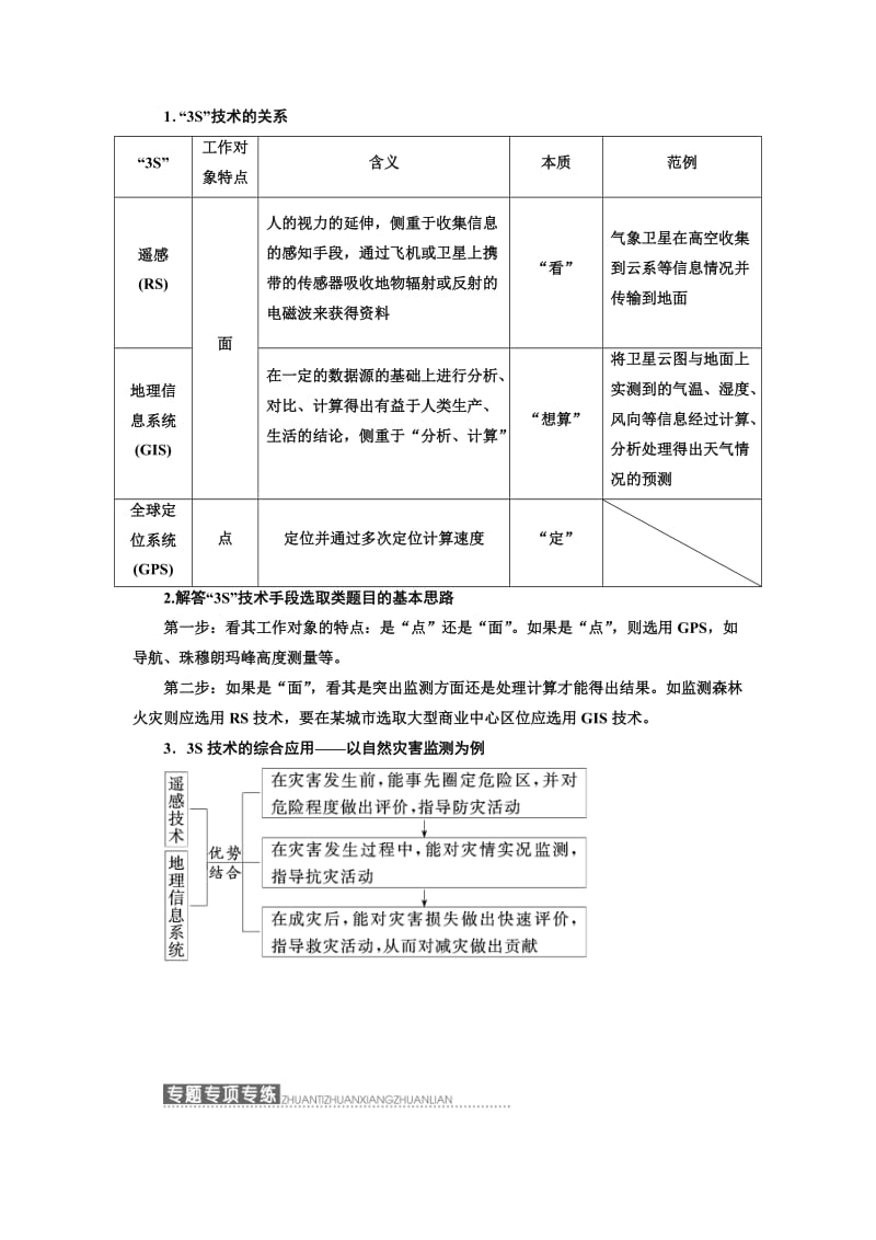 2019-2020年高中地理鲁教版必修三教学案：第三单元 小专题大智慧 “3S”技术的判断及应用(含答案).doc_第3页