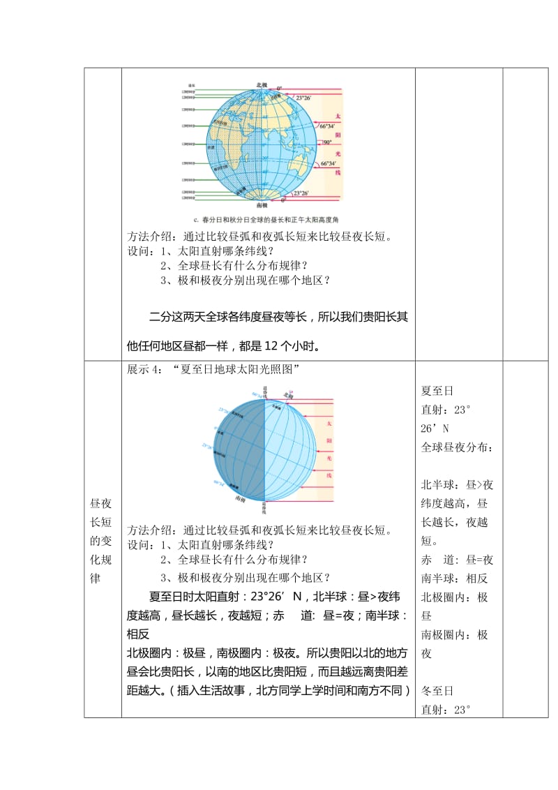 2019-2020年人教版高一地理必修一教学设计1-3昼夜长短和正午太阳高度的变化.doc_第3页