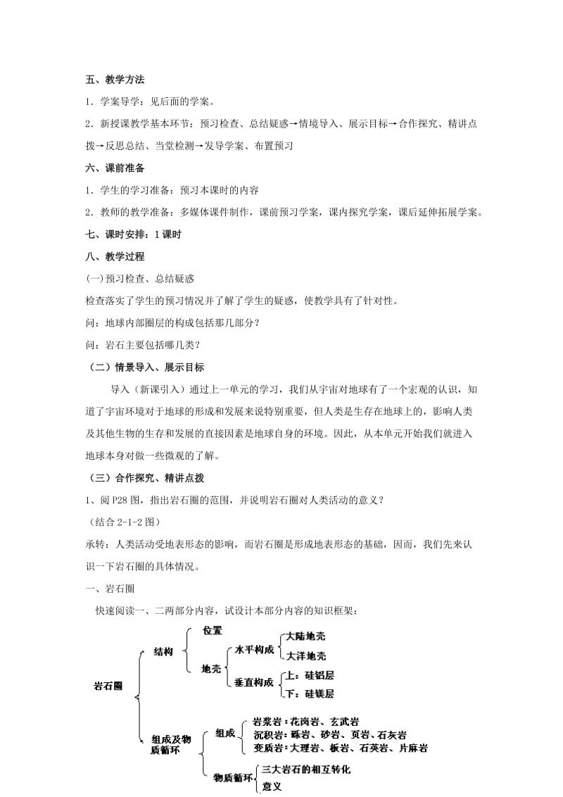 2019-2020年高中地理 第二单元第一节岩石圈与地表形态 第1课时教学案 鲁教版必修1.doc_第2页