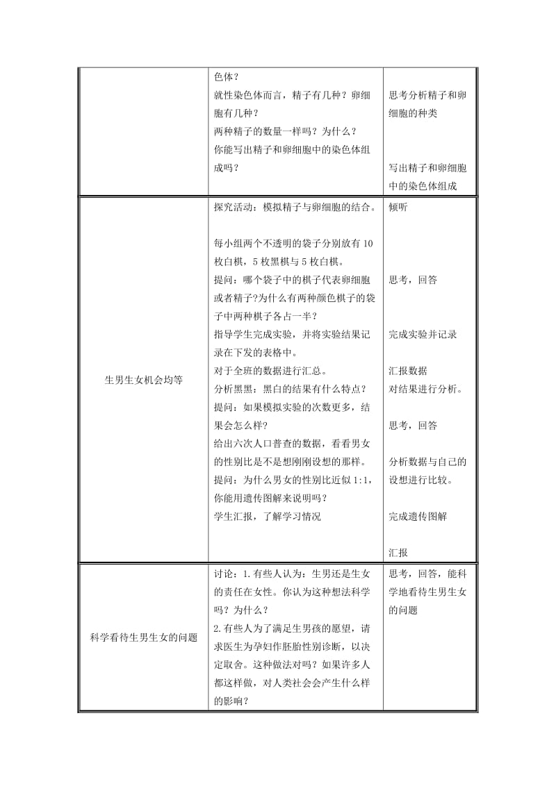 八年级生物上册 第6单元 第20章 第4节 性别和性别决定教案 （新版）北师大版.doc_第2页