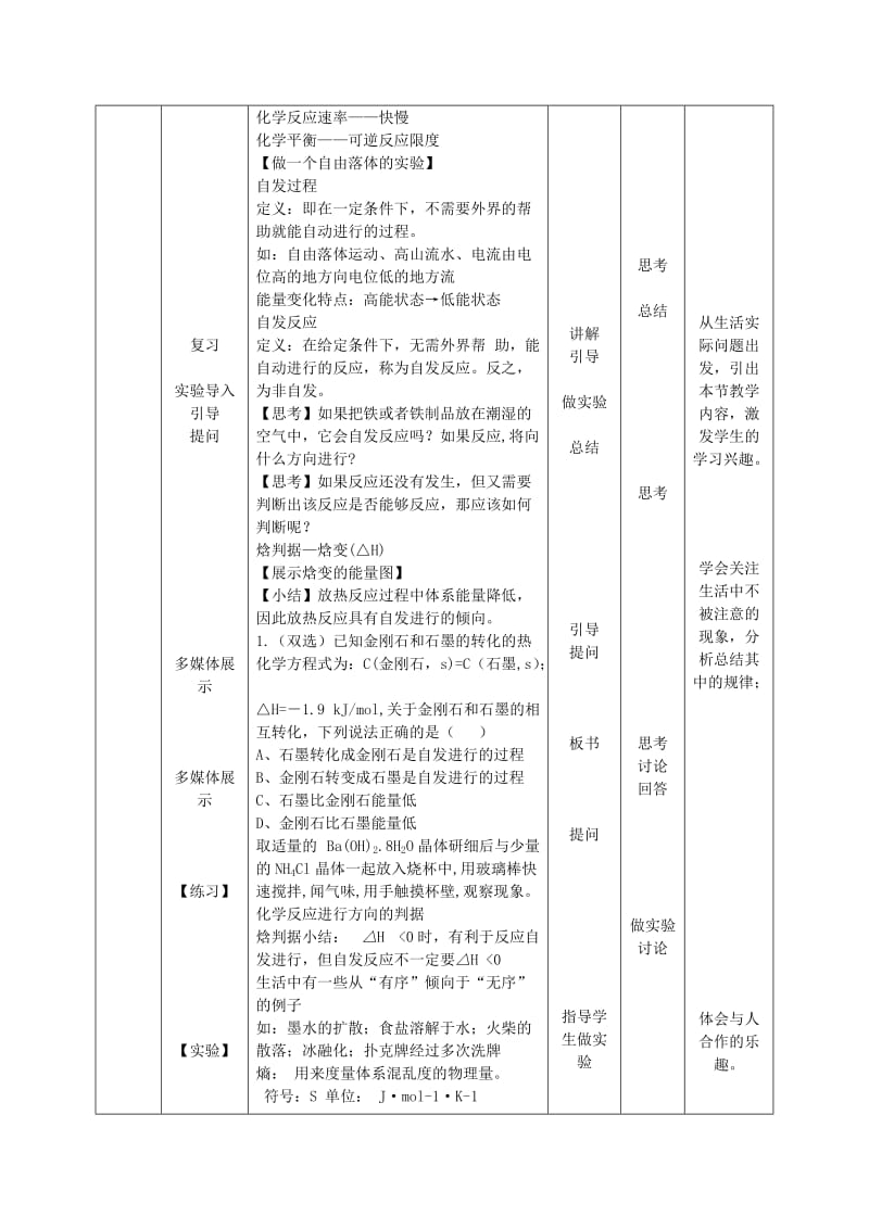 2019-2020年高中化学 2.4 化学反应进行的方向教案 新人教版选修4.doc_第2页