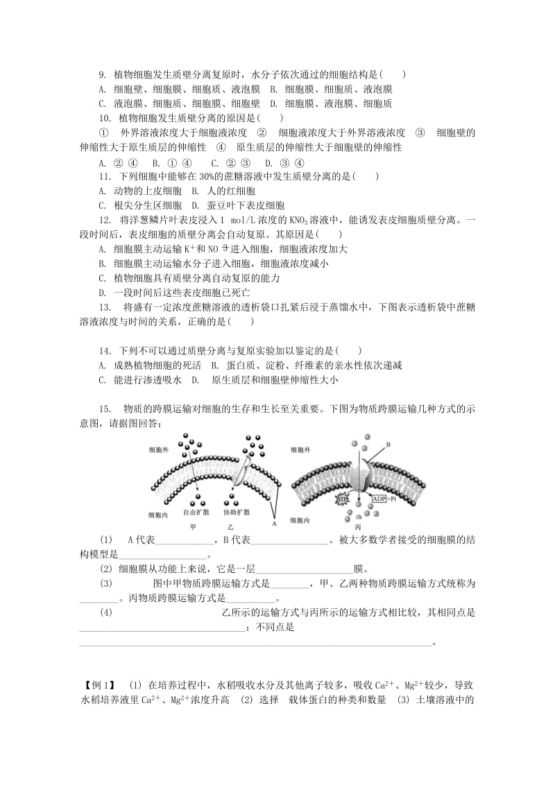 2019-2020年高一生物《物质的跨膜运输》教案.doc_第3页