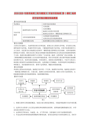 2019-2020年高考地理二輪專題復(fù)習(xí) 宇宙中的地球 第1課時 地球的宇宙環(huán)境及圈層構(gòu)造教案.doc