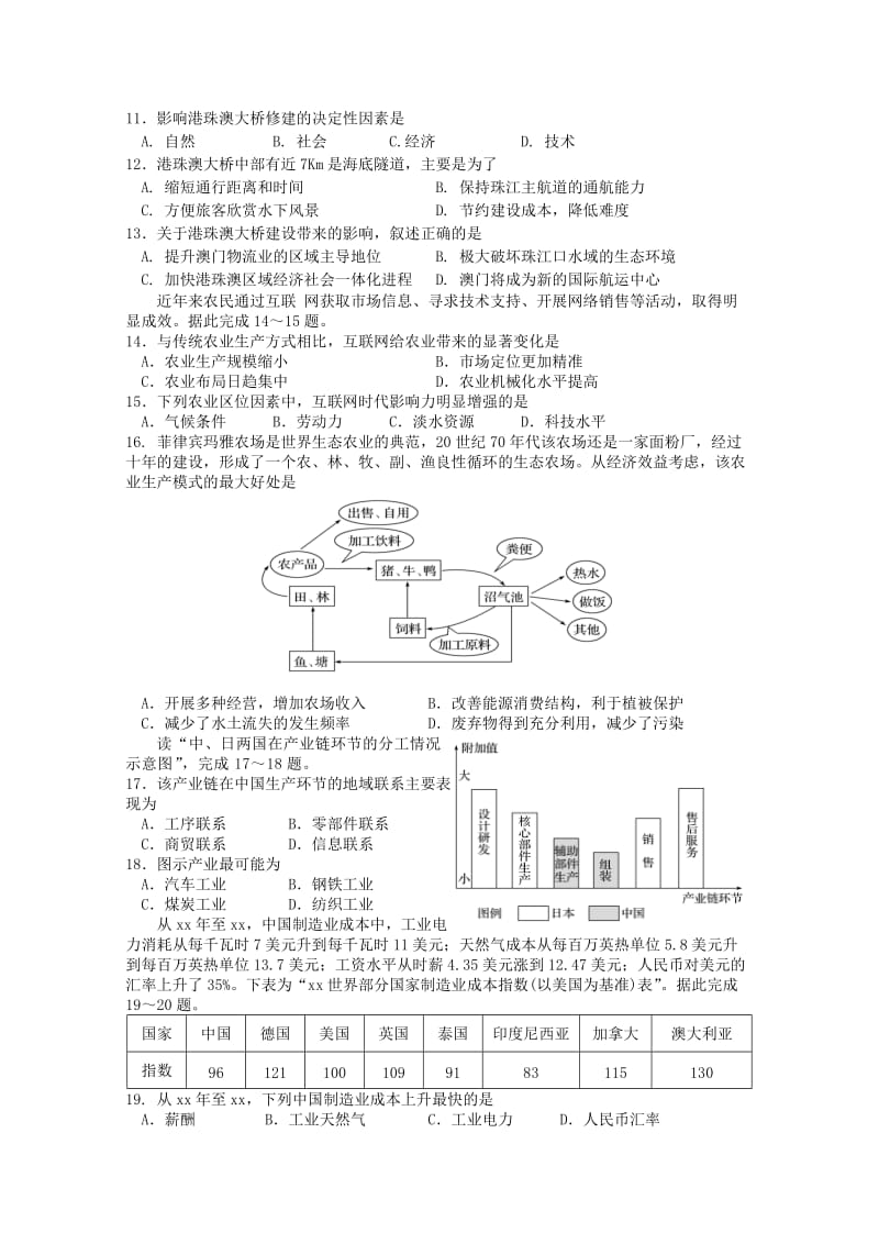 2019届高三地理12月月考试题 (I).doc_第3页