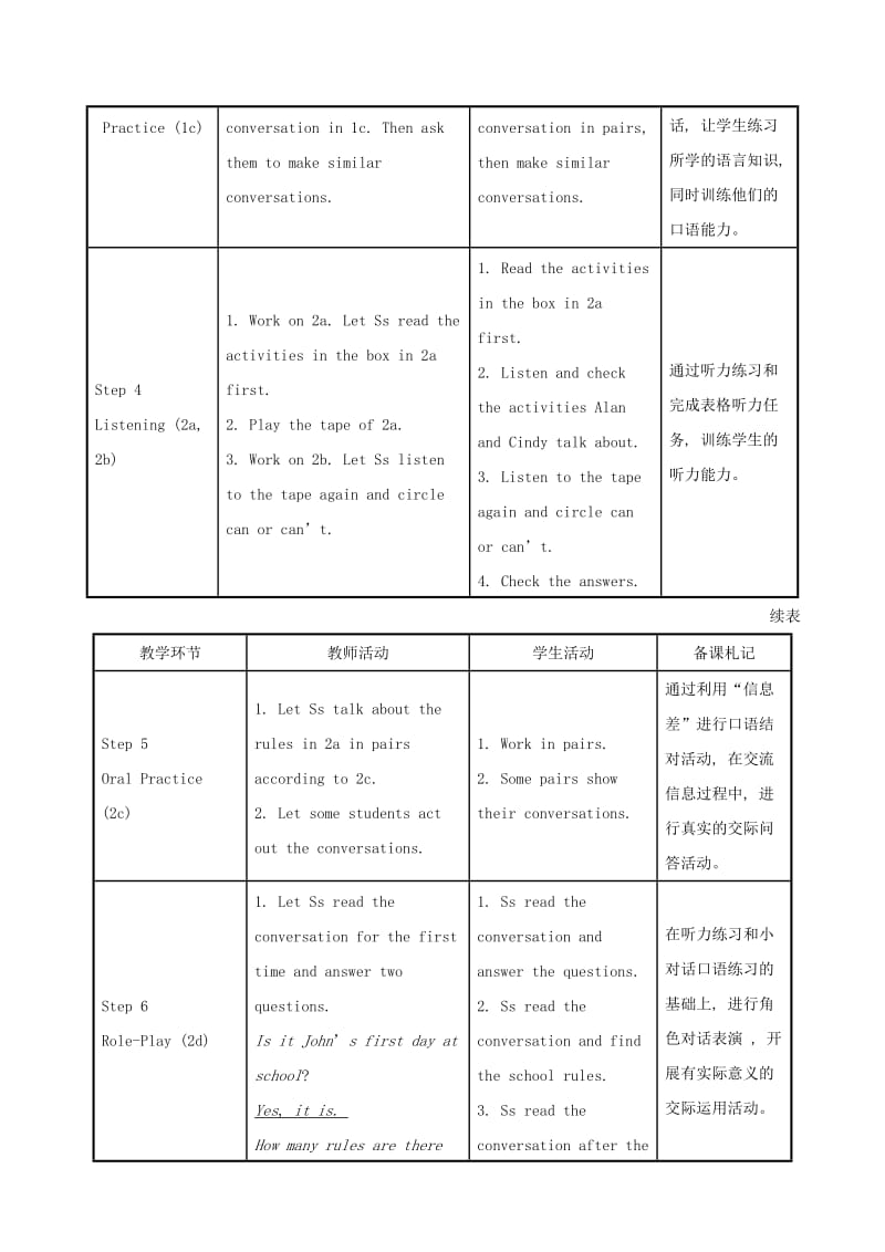 2019版七年级英语下册 Unit 4 Don’t eat in class教案 （新版）人教新目标版.doc_第3页