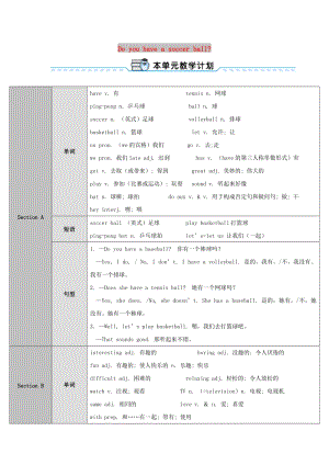 七年級英語上冊 Unit 5 Do you have a soccer ball（第1課時）教案 （新版）人教新目標(biāo)版.doc
