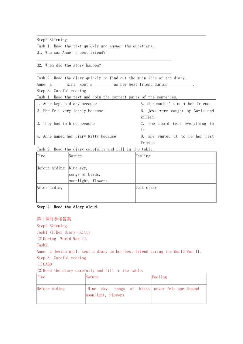 2019-2020年高中英语 Unit1 第1学时 Warming up and reading学案 新人教版必修1.doc_第2页