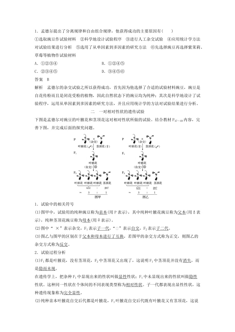 2019-2020年高中生物第4章遗传信息的传递规律第12课时基因的分离规律(Ⅰ)教学案北师大版必修2.doc_第3页