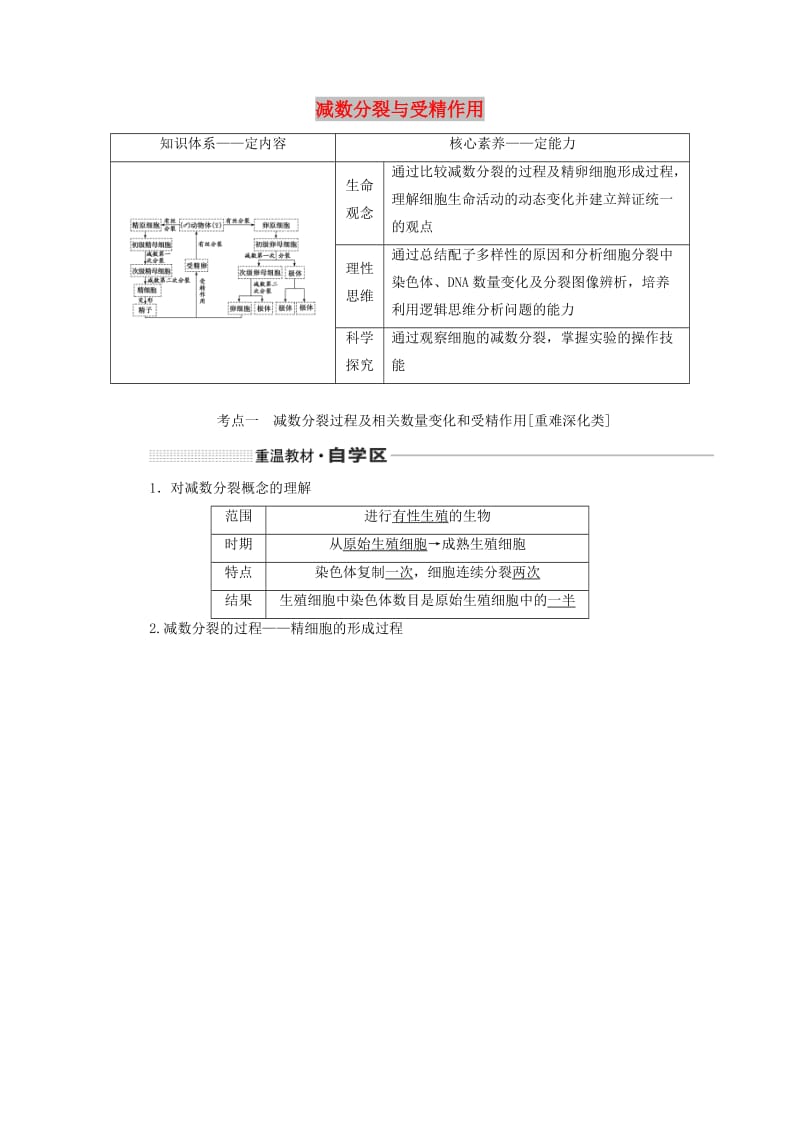 （新课改省份专用）2020版高考生物一轮复习 第四单元 第三讲 减数分裂与受精作用讲义（含解析）.doc_第1页