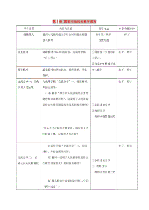 八年級道德與法治下冊 第三單元 人民當(dāng)家作主 第六課 我國國家機(jī)構(gòu) 第3框 國家司法機(jī)關(guān)教學(xué)流程 新人教版.doc