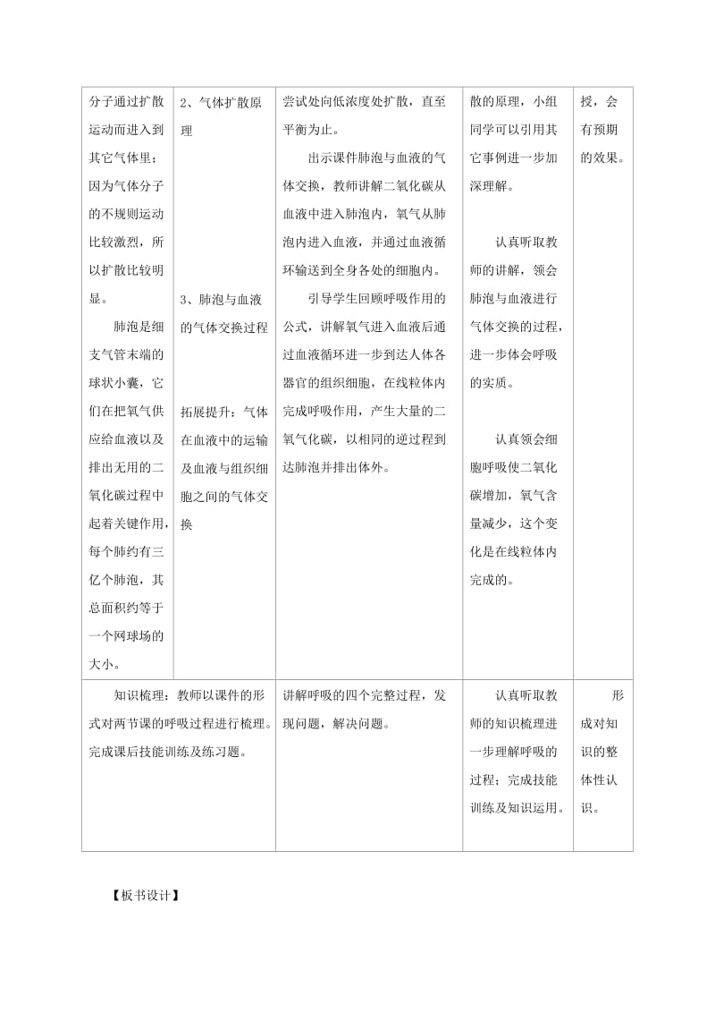 七年级生物下册 4.3.2《发生在肺内的气体交换》第二课时教案1 （新版）新人教版.doc_第2页